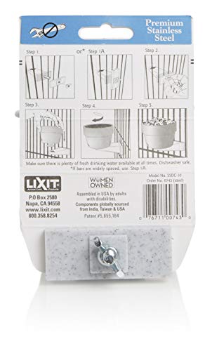 Lixit® Stainless Steel Kennel Food or Water Bowl - Non Spill Hanging Removable Crate Bowls - Carrier Cage Dish for Dogs or Cats for Feeding and Drinking (Stainless Steel, 20 Ounce (Pack of 2)) - size: 20 oz (Pack of 2)