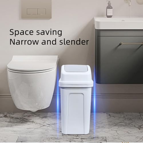 Bathroom Trash Can with Lid ,5.5 Gallons, Plastic Garbage Can with Lid, Waste Basket,trash Bin,garbage Bin ,dog Proof Trash Can for Office, Bathroom, Kitchen, Living Room, Bedroom, Outdoor, Dorm - color: Gray