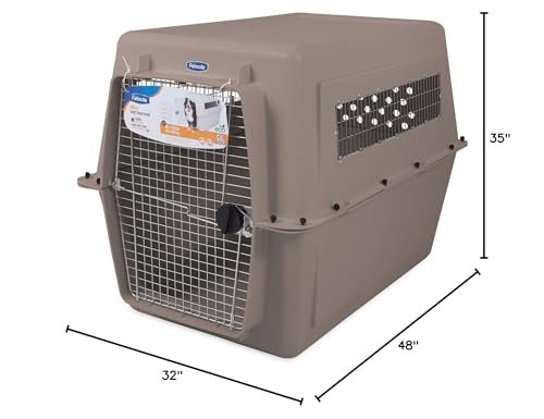 Petmate Ultra Vari Dog Kennel - Portable Crate for Extra Large Dogs 90-125 lbs - Airline-Friendly - Heavy-Duty Plastic Shell - For Home and Travel - Made in USA - 48 Inches - Taupe