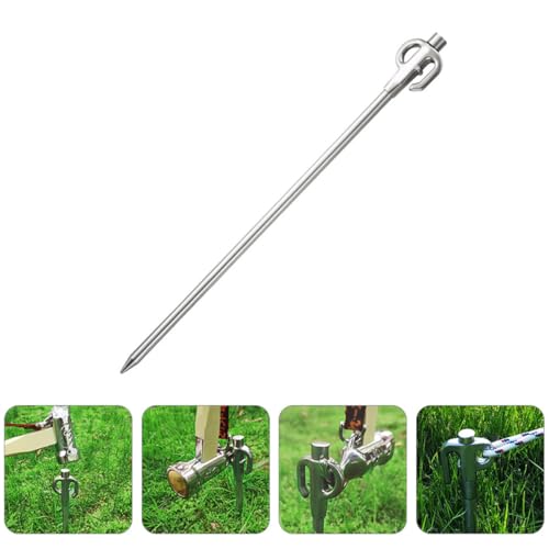 Luxshiny Outdoor Tent Stake and Puppy Tie Out Stake, Heavy Duty Metal Camping Ground Nail for Dog Tie-Down, Portable Pet Camping Anchor for Outdoor Use