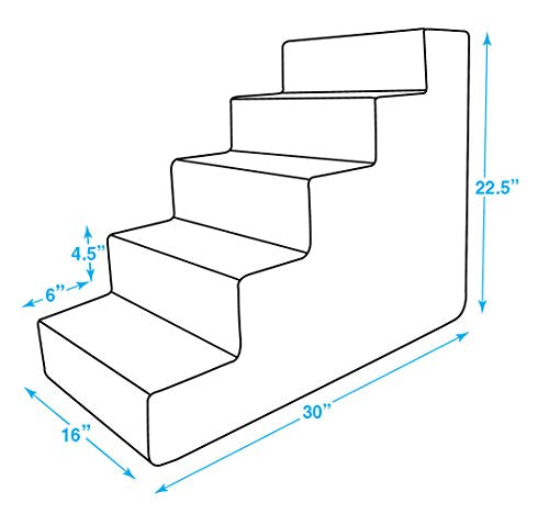 Best Pet Supplies Dog Stairs for Small Dogs & Cats, Foam Pet Steps Portable Ramp for Couch Sofa and High Bed Non-Slip Balanced Indoor Step Support, Paw Safe No Assembly - Brown Linen, 5-Step