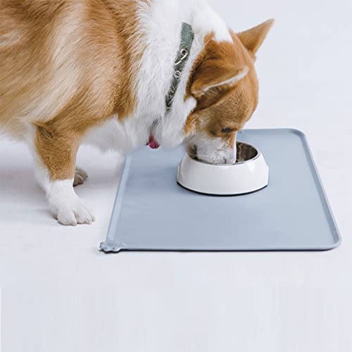 AUDWUD Silicone Waterproof Pet Feeding Mats,Anti Slip Bowl Pad,Dog Mat for Food and Water - color: Ice Blue, size: 18.5" x 11.5"