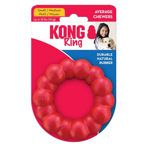 KONG Ring - Natural Rubber Ring Toy for Healthy Chewing Habits - Chew Toy Supports Dog Dental Health - Dog Toy Supports Instincts During Playtime - for Small/Medium Dogs - size: Small (Pack of 1)