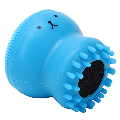 ZJchao Dog Bath Brush, Dog Scrubber For Bath Cat Massager Shower Scrubber with Shampoo Dispenser Cat Rubber Soft Foaming Bath Brush For Shedding, Bathing, Massaging, Grooming, 2.0x2.1in (Blue - color: Blue 【Bubble Brush】