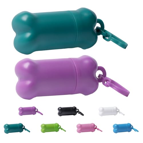 2 Pieces Portable Dog Training Treat Pouch, Mini Treat Holder Small Dog Treat Bag for Training and Walks, Waterproof Pet Snack Container(Purple&Green) - color: Purple&Green