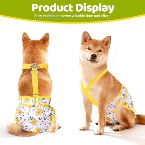 3 Pack Washable Dog Diapers Female with Suspenders Diaper for Dogs Reusable Dog Diapers Dog Period Panties for Doggie in Cycle (Large) - size: L