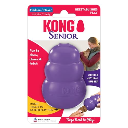 KONG Senior - Dog Toy with Gentle, Natural Rubber - Durable Dog Toy for Older Dogs - Use Treats with Stuffable Chew Toy - Treat Toy for Chewing & Fetching - for Medium Dogs (Pack of 2) - size: Medium(2-Pack)