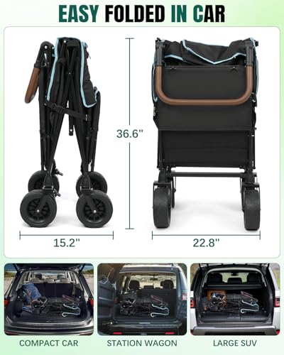 Snagle Paw Extra Large Dog Stroller,Wagon Cart for Medium Large Dogs up to 120lbs | All Terrain Foldable Pet Stroller with Ramp & Tailgate (Extra Space), Adjustable Handle & One-Step Brake - color: blue