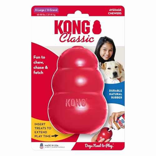 KONG Classic Stuffable Dog Toy - Fetch & Chew Toy for Dogs - Treat-Filling Capabilities & Erratic Bounce for Extended Play Time - Durable Natural Rubber Material - for Extra Large Dogs (Pack of 2) - size: X-Large(2-Pack)