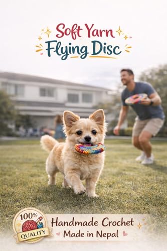 BOONI 8" Hand-Crocheted Cotton Flying Disc – Soft Handmade Frisbee Toy for Safe Indoor - Outdoor Backyard Play