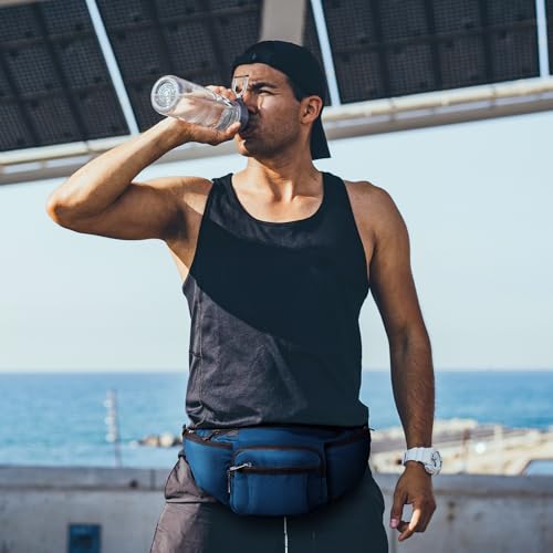 NOOLA Fanny Pack Waist Bag for Men Women, Lightweight Waist Pack with Water Bottle Holder, Adjustable Belt Bag with Multi-Pockets for Hiking, Dog Walking, Outdoor, Cycling, Running, Travel, Blue - color: Blue
