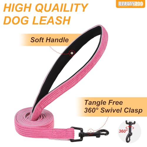 BEAUTYZOO No Pull Dog Harness Large, Adjustable Dog Harness and Leash Set -Easy Wearing with 3 Buckles/Control Handle,No Choke Soft Padded Reflective Pet Vest for Training Walking Hiking,Rose S - color: Solid Rose, size: S: chest 14"-24"