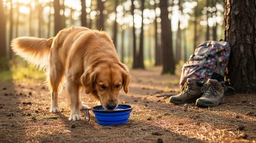 Silicone Foldable Pet Food Water Feeder, Collapsible Travel Bowl for Dog and Cat, Outdoor Portable (Blue) - color: Blue