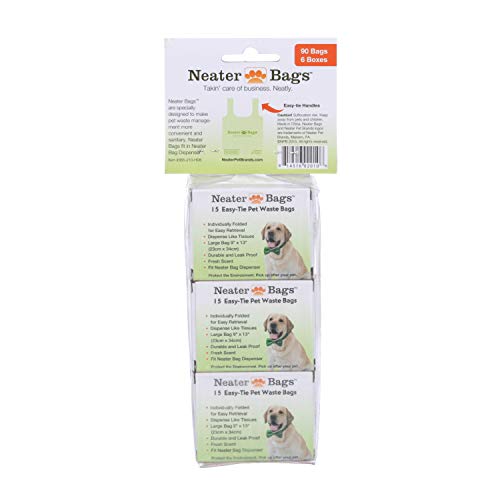 Neater Pet Brands Neater Bags Dog Waste Bag, No Rolls to Fuss With - Dog Poop Bags Dispense One at a Time, Doggie Poop Bag with Easy-Tie Handles (90 Count) - size: 1 Count (90 Bags)