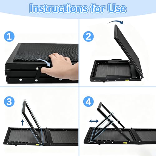 Dog Ramp for Car,49.4"x 16.1" Dog Stairs for Large Dogs with Anti-Slip Surface,Large Folding Pet Stairs for SUV,Truck with Adjustable Height,Outdoor Portable Wide Dog Steps up to 99LBS - size: Large - 49.4"L x 16.1"W