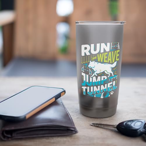 Run Weave Jump Tunnel Dog Agility Stainless Steel Insulated Tumbler - color: Brushed Steel