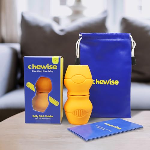 PetClan Chewise Bully Stick Holder, Improved Bully Sticks Holder, Ultimate Secure Heavy Duty, BPA-Free Safety Device to Prevent Choking, Fits Various Bully Sticks and Dog Sizes - color: Yellow, size: Standard