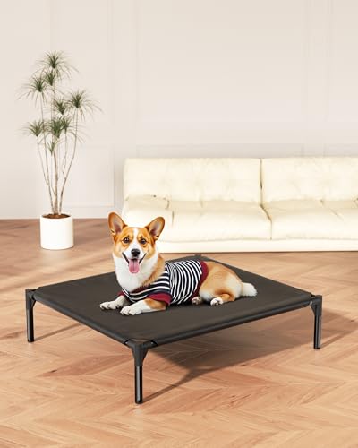 Elevated Dog Cot Bed,Cooling Raised Pet Bed with Washable Breathable Mesh Sturdy Metal Frame,Portable Raised Dog Bed with Anti-Slip Feet for Indoor Outdoor Backyard Use (29" X 26" X 7") - size: 29" X 26" X 7"