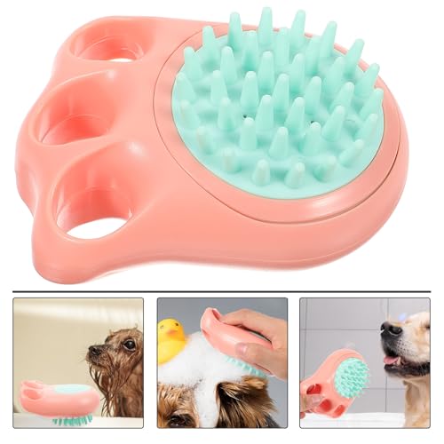 DOITOOL Pet Bath Massage Brush for Dogs and Pets with Comfortable Silicone Grip, Ergonomic Shape, and Shampoo Dispenser for Easy Bathing and Grooming