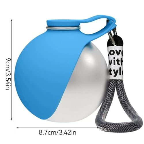 Dog Water Ball,Dog Water Bottle with Bowl,2-in-1 Portable Foldable DogWaterBottle,Leak-Proof,304 Stainless Steel Large-Capacity Cup with Foldable Silicone Bowl,Perfect for Travel - color: Blue