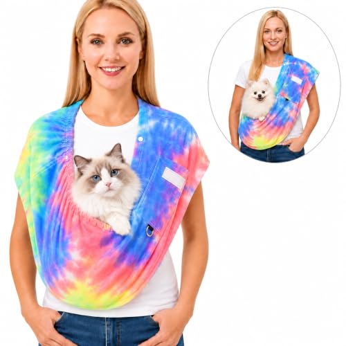 Cat Sling & Dog Sling Carrier for Small Dogs and Cats (3-14 lbs) – Ultra Soft Fleece Puppy Carrier for Indoor Home Use,Hands-Free Cat Carrier with Wide Shoulder Strap, Cozy Pet Sling (Fruits) - color: Fruits