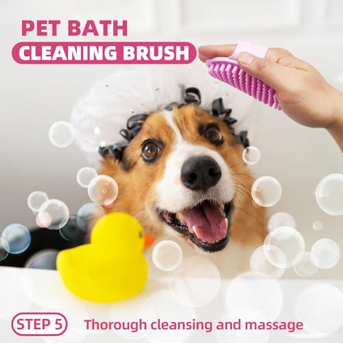 Pet Grooming Kit - 7 PCS Deshedding Brush Set with Slicker, Undercoat Rake, Bath Brush & Nail Clipper for Short & Long Haired Dogs, Cats (Pink) - color: A-Pink