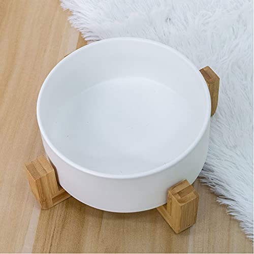 Petygooing Ceramic Dog Cat Bowl Set with Stand, Pet Dog Food and Water Dish,Medium Pet Bowls Anti Slip Set of 2 Cat Bowls-White Pet Food Bowl- Small Medium Size Pet (28 OZ /3.6 Cups) - color: White, size: Medium Size Dog Bowls 850ML*2