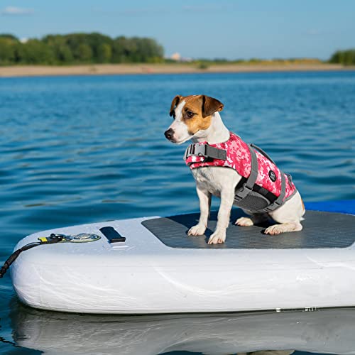 EMUST Dog Life Vests, Adjustable Pet Life Jacket with Rescue Handle, Dog Flotation Vest for Small/Medium/Large Dogs, XS, NewPinkCamouflage - color: NewPinkCamouflage, size: XS