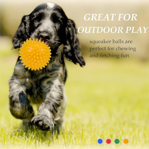 Dog Balls 4.5" Squeaky Dogs Ball for Large Spikey Dog Ball for Aggressive Chewers Heavy Duty Teething Medium Durable Dogs Balls (2 Pack) - size: 4.5 Set of 2