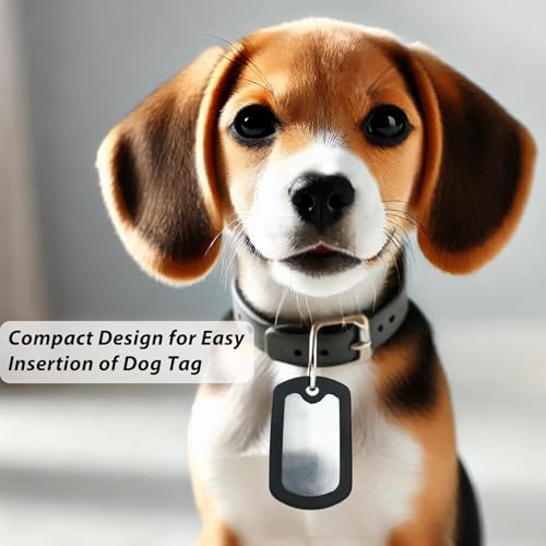 Military Black Dog Tag Silencers 5-Pack, Silicone Noise-Reducing Case, Engraved Dog Tag Holder, Military ID Protector Preventing Noise and Scratches (Black-B)