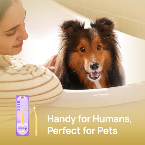 HICC PET Toothbrush for Cats & Small Dogs,Ergonomic Pet Toothbrush for Easy Teeth Cleaning,Gentle on Gums, Cat & Dog Dental Care – Toothpaste Not Included - color: Yellow for Cats & Small Dogs