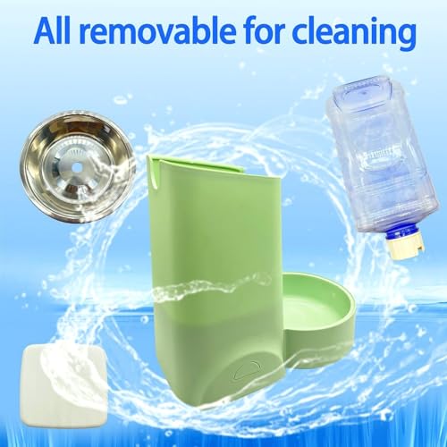 Pets Automatic Gravity Feeder Dogs 2.8L Food & 4L Water Dispenser Set with Stainless Steel Bowl for Small Medium Big Puppy Kitten(Light Green) - color: Light Green