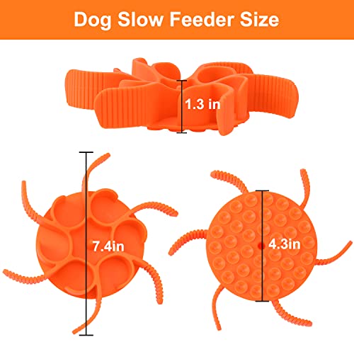 Anipaw Dog Slow Feeder Bowls Silicone Spiral Pet Food Feeder Insert to Slow Down Eating for Large Medium Small Breed Dogs Perfect with Stainless Steel Glass Ceramic Pet Bowls (Orange) - color: Orange