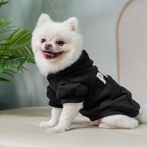 BINGPET Police Dog Hoodies, Fleece Lined Fall Cold Winter Dog Puppy Sweatshirt with Leash Hole, Soft Warm Dog Sweaters Outfit for Small Medium Large Dogs