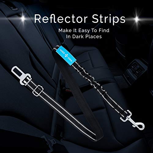 Duke & Dixie Dog Seat Belt Pet Dog Cat Car Seatbelt Safety - Adjustable Harness Safety Belts Pet Leash - Heavy Duty Nylon - Universal Fit (2 Pack Elastic Leash) (2 Pack Elastic seat BLT Leash)
