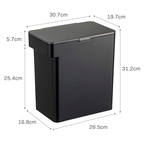 YAMAZAKI Home Tower Airtight Pet Food Storage Container - Cat And Dog Food Holder Bin With Transparent Lid And Handle - Large - Polypropylene - 15 Lbs., 3.2 Gallons, 12 Quarts - color: Black, size: Large