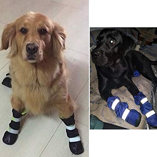 Dog Shoes, URBEST Waterproof Dog Boots, Warm Lining Nonslip Rubber Sole for Snow Winter (S, Blue) - color: Blue