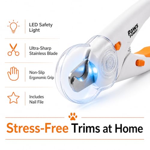 Cat Nail Clipper & Small Dog Nail Clippers with LED Light - Illuminates Nails & Bloodline for Safe, Easy Trimming - Extra Sharp, Avoid Over-Cutting - Essential Cat Supplies, White - color: White