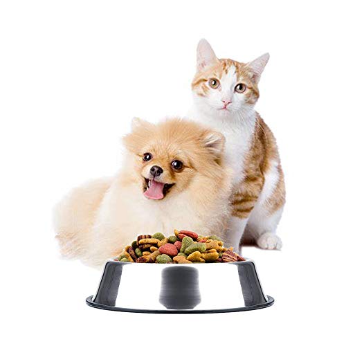 Stainless Steel Dog Bowls, 1.5 Cup Cat Bowl with Rubber Base for Cats, Puppy - color: Stainless steel (2Pack), size: 1.5 Cup/7.1" Dia x 1.8" H (2Pack)