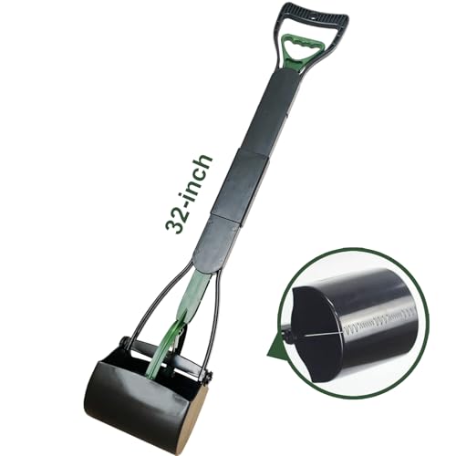 32'' Pooper Scooper for Large Small Dogs Heavy Duty, Long Handle Poop Scoop for Yard, Grass, Gravel, Dog Poop Grabber with High Strength Material and Durable Spring(Dark Green) - size: 1 Piece(32-inch length)Dark Green