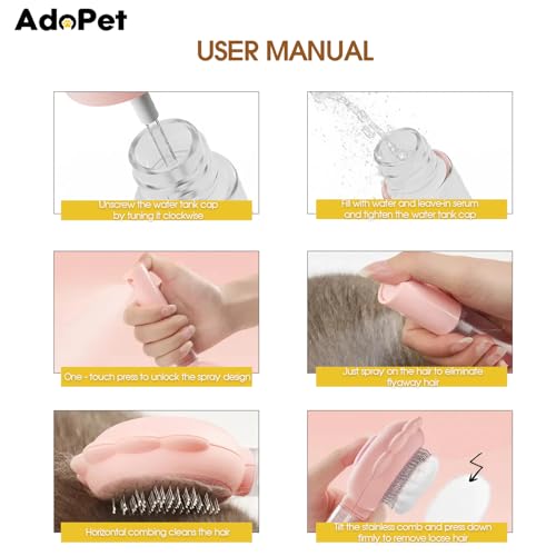 Self-Cleaning Pet Grooming Brush – Smooth Grooming Brush for Dogs and Cats, Easy Hair Removal with the Push of a Button, Gentle Shedding Remover for Small Pets