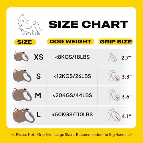 Fida Retractable Dog Leash X-Small Breed, 10 ft Durable Pet Walking Leash for Extra Small Dogs/Cats/Small Animals up to 18lbs, 360° Tangle Free, Coffee/Brown - color: Coffee, size: X-Small