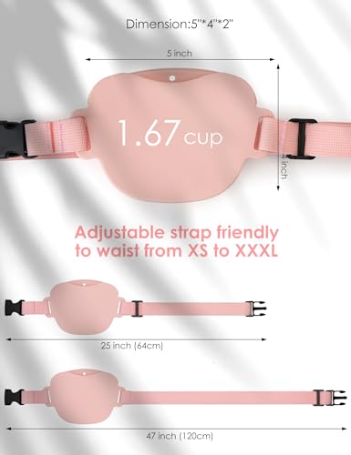heouvo Dog Treat Pouch with Training Clicker, Upgrade Stronger Magnetic Closure to Avoid Spilling, 1.67 Cup Silicone Treat Bag Fanny Pack with Waist Belt for Pet Training Walking (Pink) - color: Pink