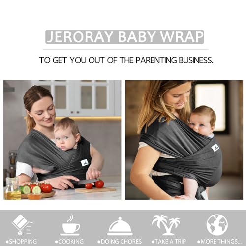 Baby Wraps Carrier, Jeroray Baby Carrier,Hands Free Infant Carrier, Lightweight,Breathable,Softness,Heather Grey - color: Heather Grey