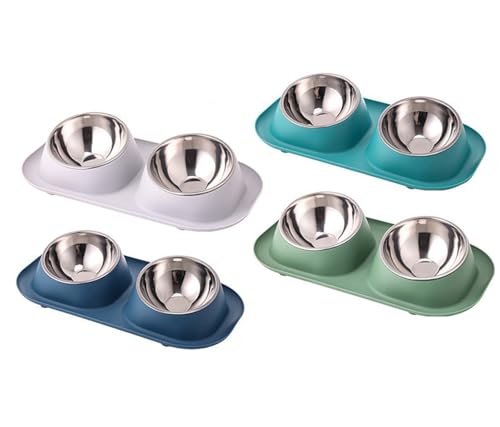 Anti Vomiting Double Feeding Bowls for Cats and Dogs Elevated Raise Tilted Cat Food Bowls No Spill Anti Skid Design Blue - color: Blue