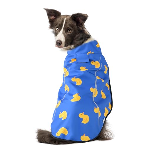Mile High Life Dog Raincoat, Adjustable Waterproof Reflective Rain Jacket for Small Medium Large Dogs, Lightweight Breathable Pet Rain Coat with Leash Hole(Blue Duck,XS Chest 17-23") - color: Blue Duck, size: XS Chest 17"-23"