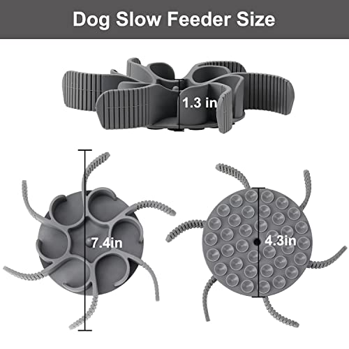 Anipaw Dog Slow Feeder Bowls Silicone Spiral Pet Food Feeder Insert to Slow Down Eating for Large Medium Small Breed Dogs Perfect with Stainless Steel Glass Ceramic Pet Bowls (Grey) - color: Grey