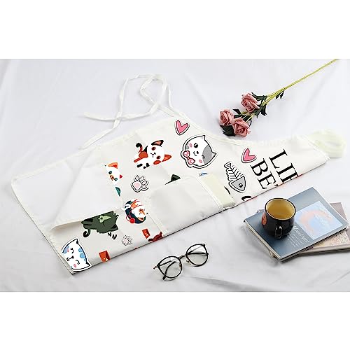 MBMSO Cat Apron With Pockets Cat Cooking Apron Funny Cat Kitchen Apron Life is Better With Cats Lover Gifts for Cat Mom gift