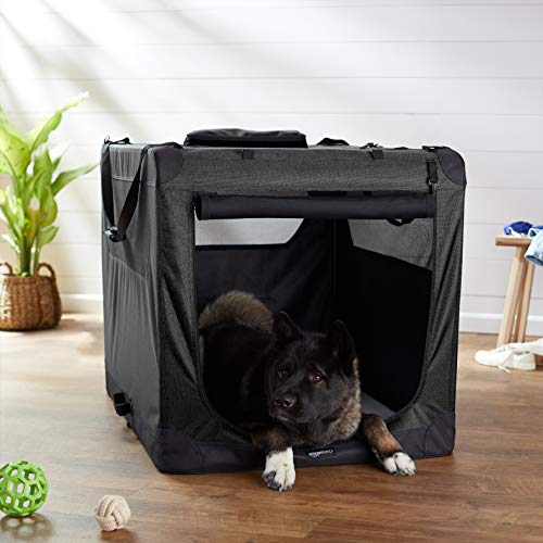 Amazon Basics Folding Portable Soft Pet Dog Crate Carrier Kennel, 42 x 31 x 31 inches, Black - color: BLACK, size: 41.9"L x 30.9"W x 30.7"H