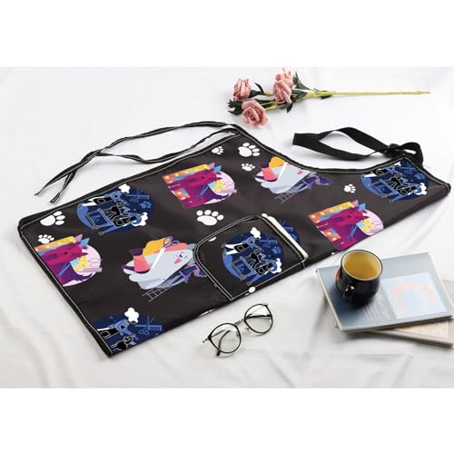 MBMSO Dog Groomer Apron - Colorful Dog Print Art Bib Aprons with Pockets